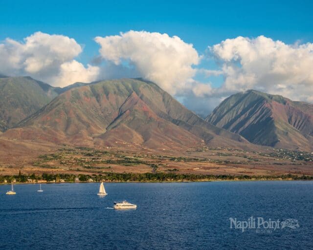 View of west Maui mountains from the ocean